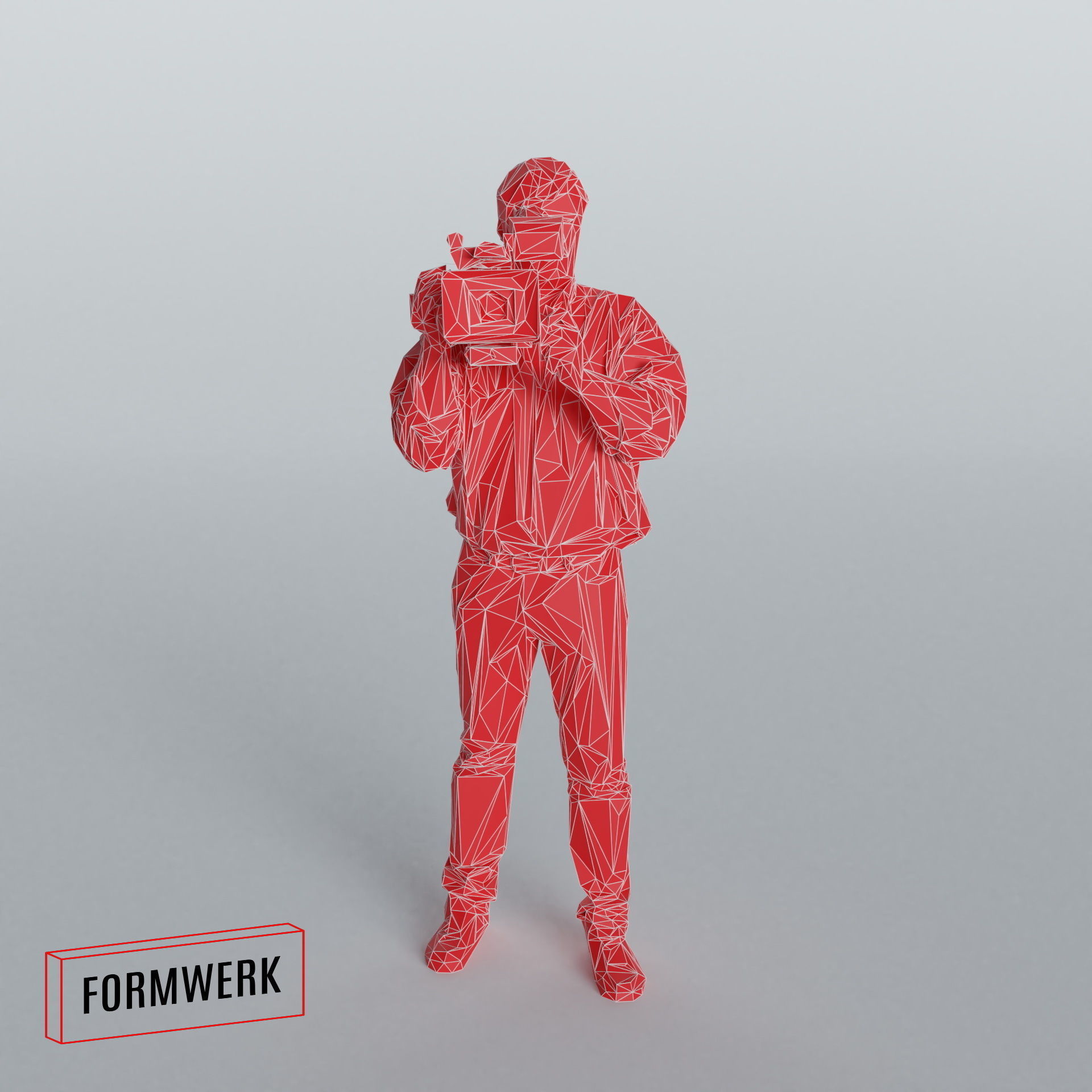 Camera man 03 - Low Poly printable Low-poly 3D model_7