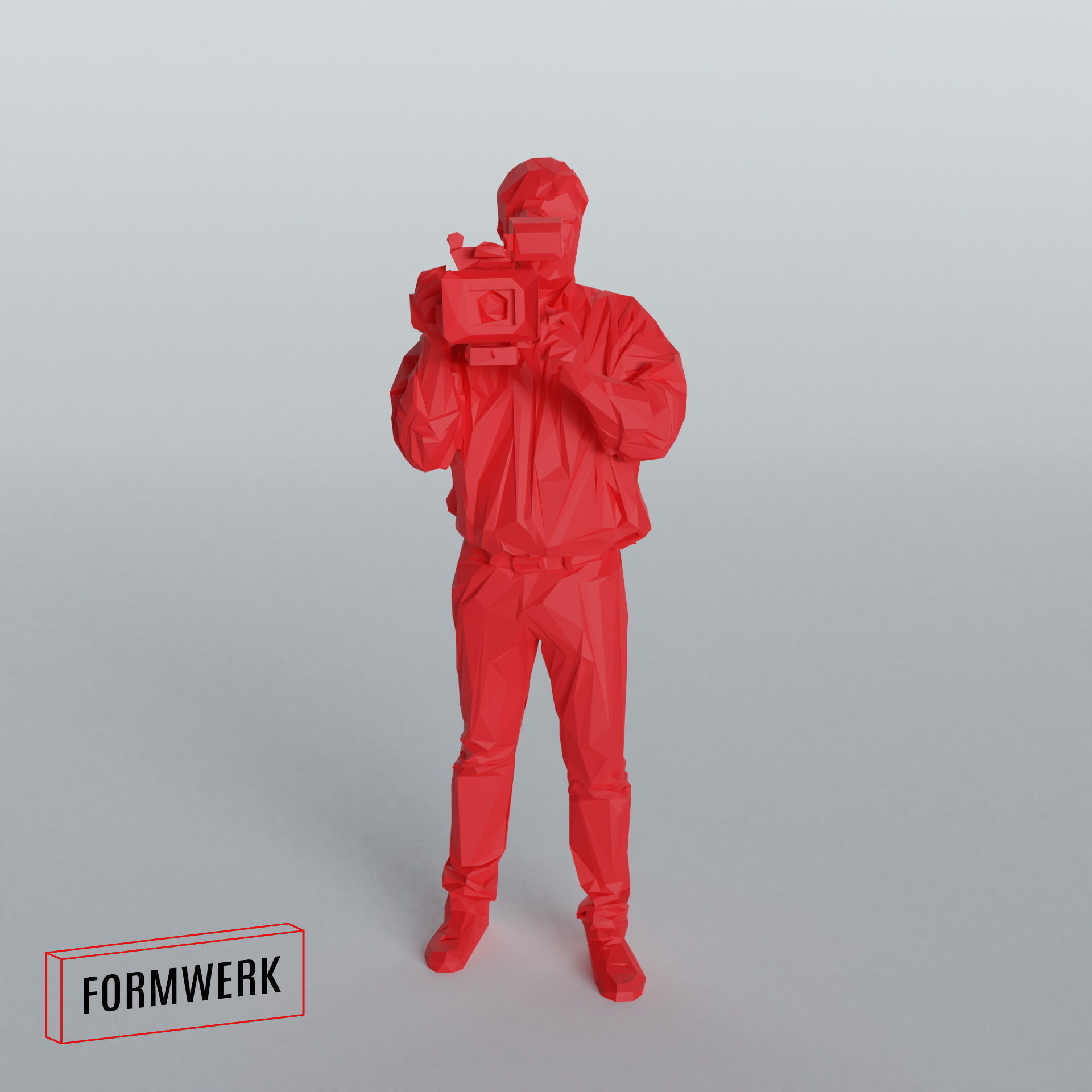 Camera man 03 - Low Poly printable Low-poly 3D model_2