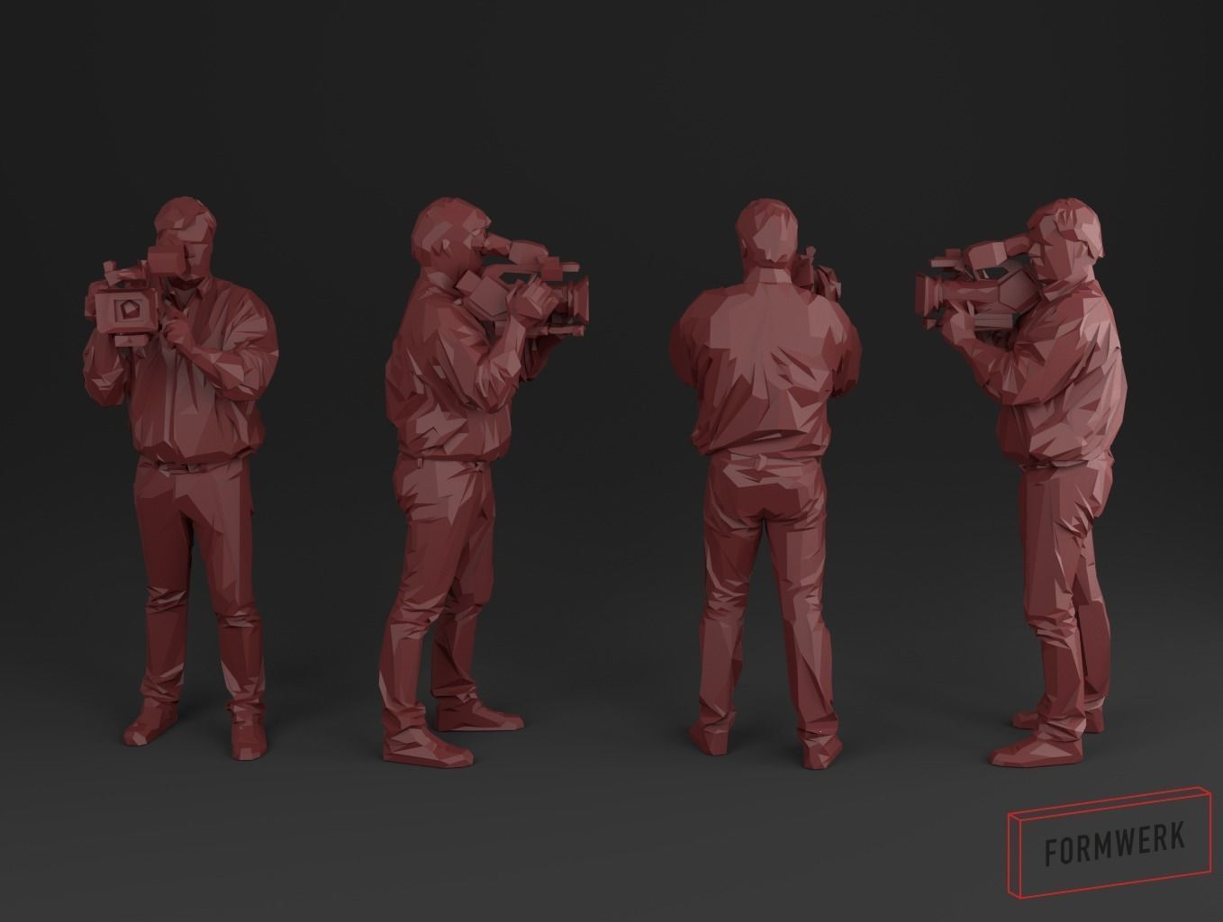 Camera man 03 - Low Poly printable Low-poly 3D model_0