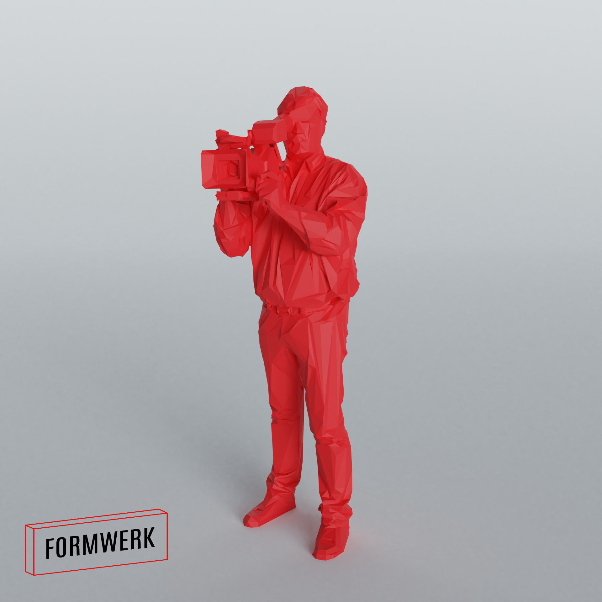 Camera man 03 - Low Poly printable Low-poly 3D model_1