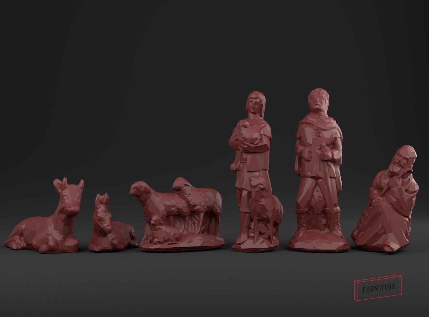 Nativity Crib figures - Low Poly 3D print model_12