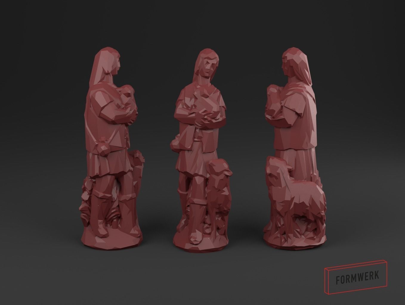 Nativity Crib figures - Low Poly 3D print model_11