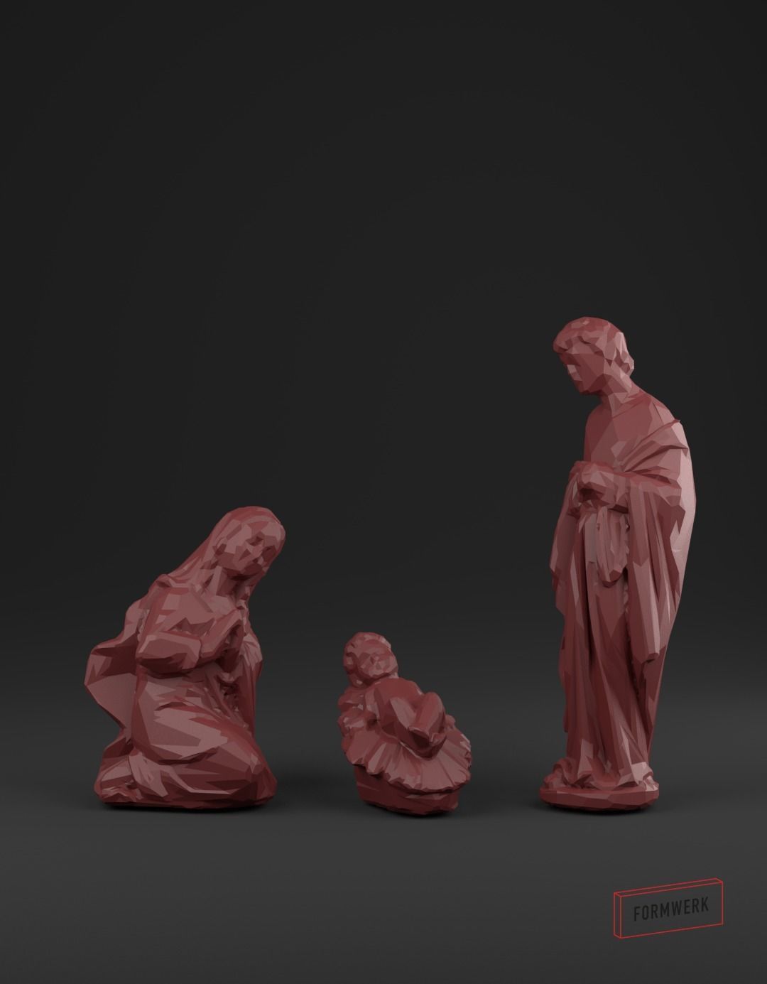 Nativity Crib figures - Low Poly 3D print model_3