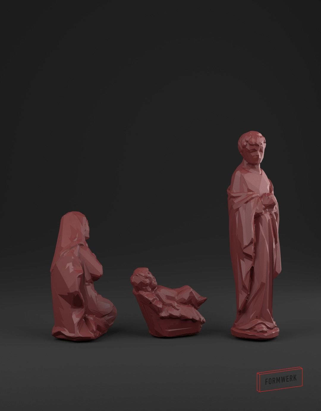 Nativity Crib figures - Low Poly 3D print model_2
