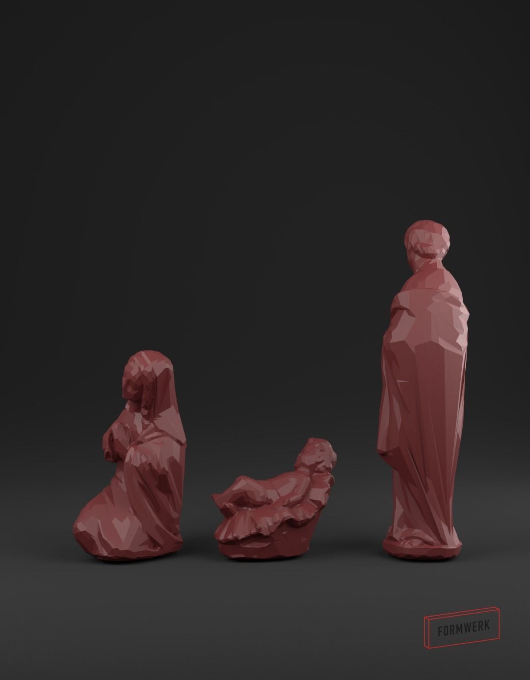Nativity Crib figures - Low Poly 3D print model_6