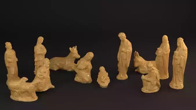Nativity Crib figures - Low Poly 3D print model