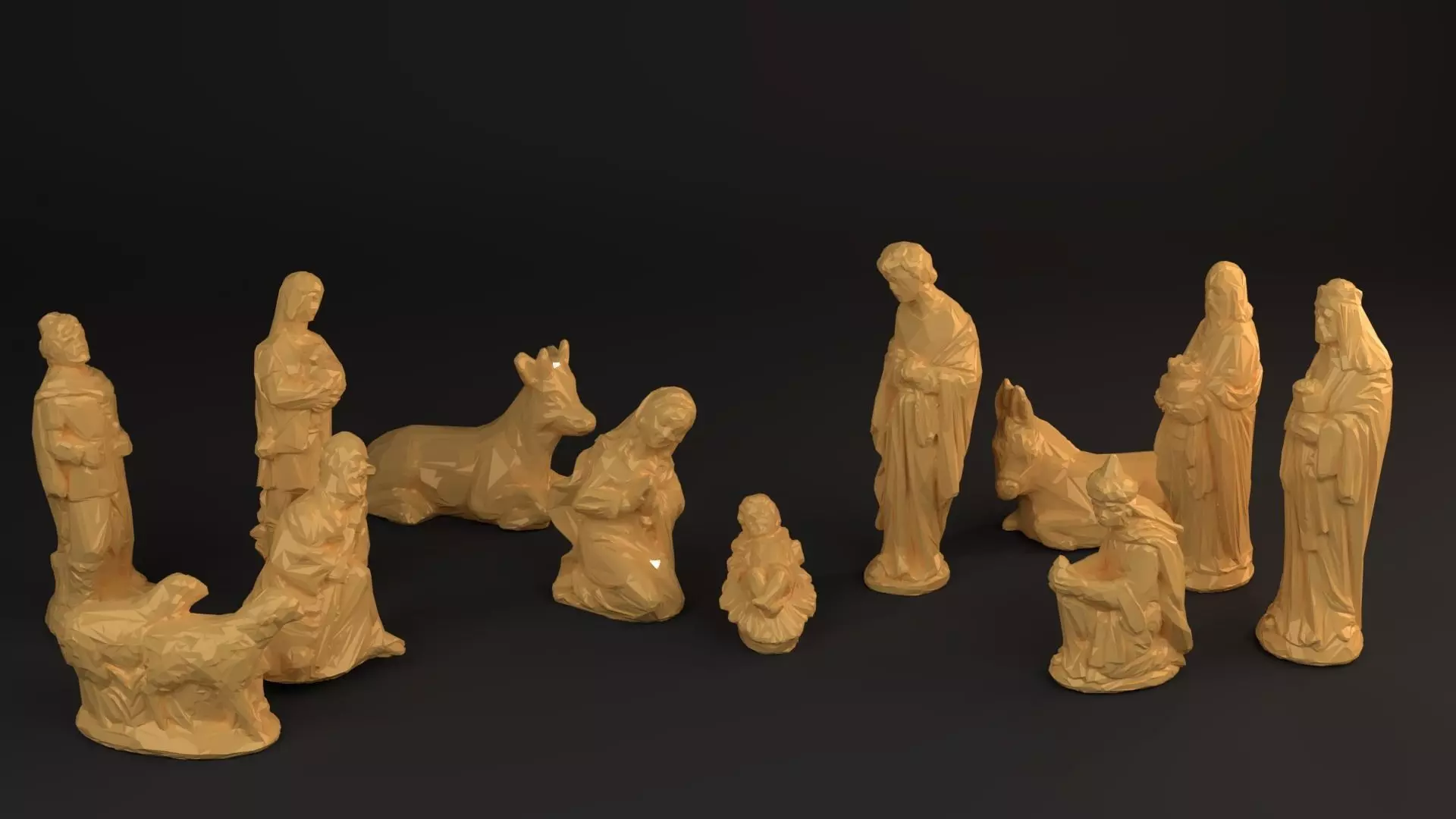 Nativity Crib figures - Low Poly 3D print model_0
