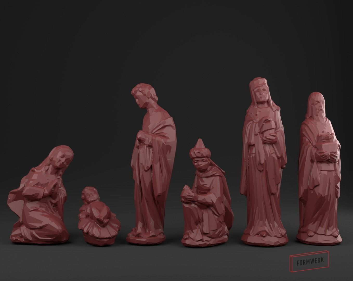 Nativity Crib figures - Low Poly 3D print model_1