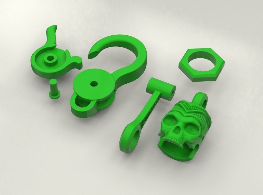 Bracelet or chain Piston Skull 3D print model_20