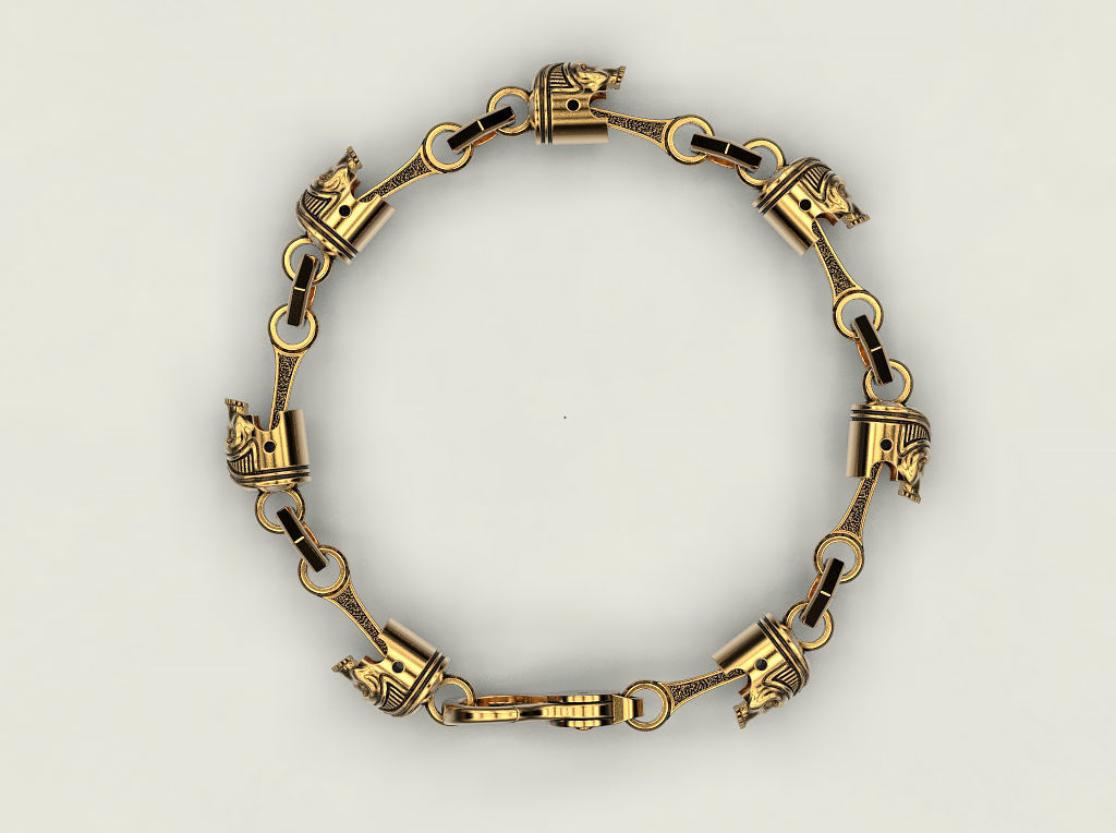 Bracelet or chain Piston Skull 3D print model_6