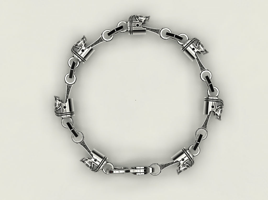 Bracelet or chain Piston Skull 3D print model_7