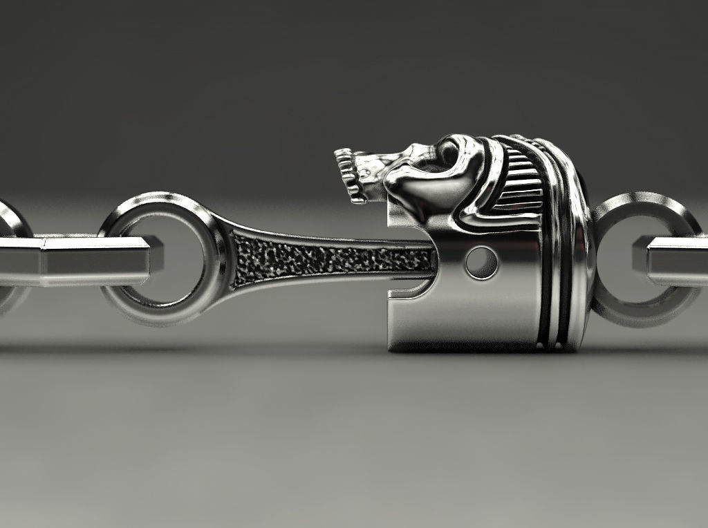 Bracelet or chain Piston Skull 3D print model_13
