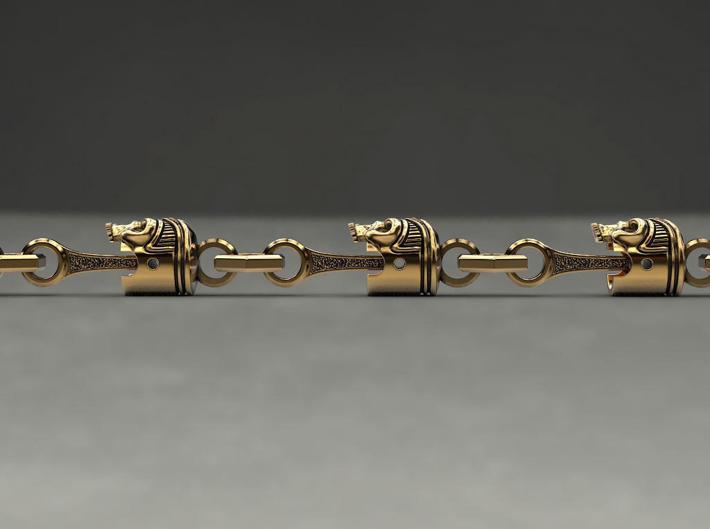 Bracelet or chain Piston Skull 3D print model_10