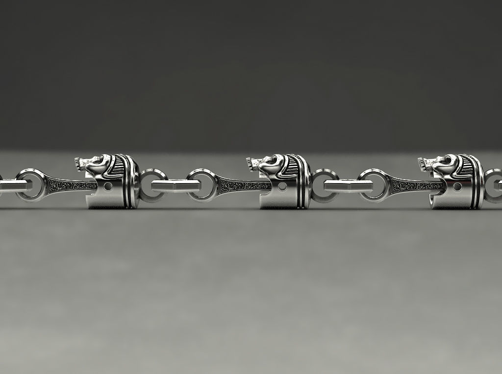 Bracelet or chain Piston Skull 3D print model_11