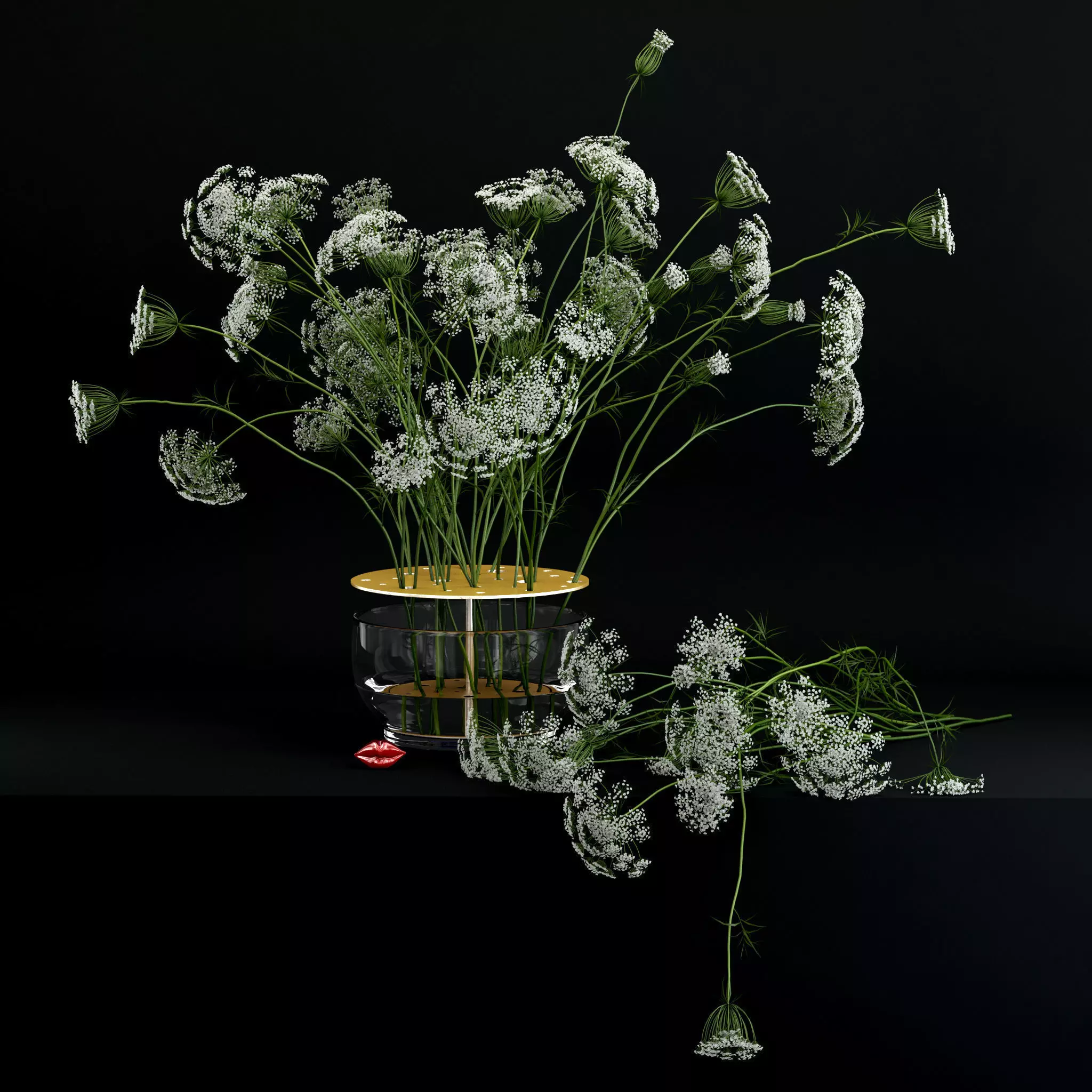 Anne lace in Ikebana vase 3D model_0