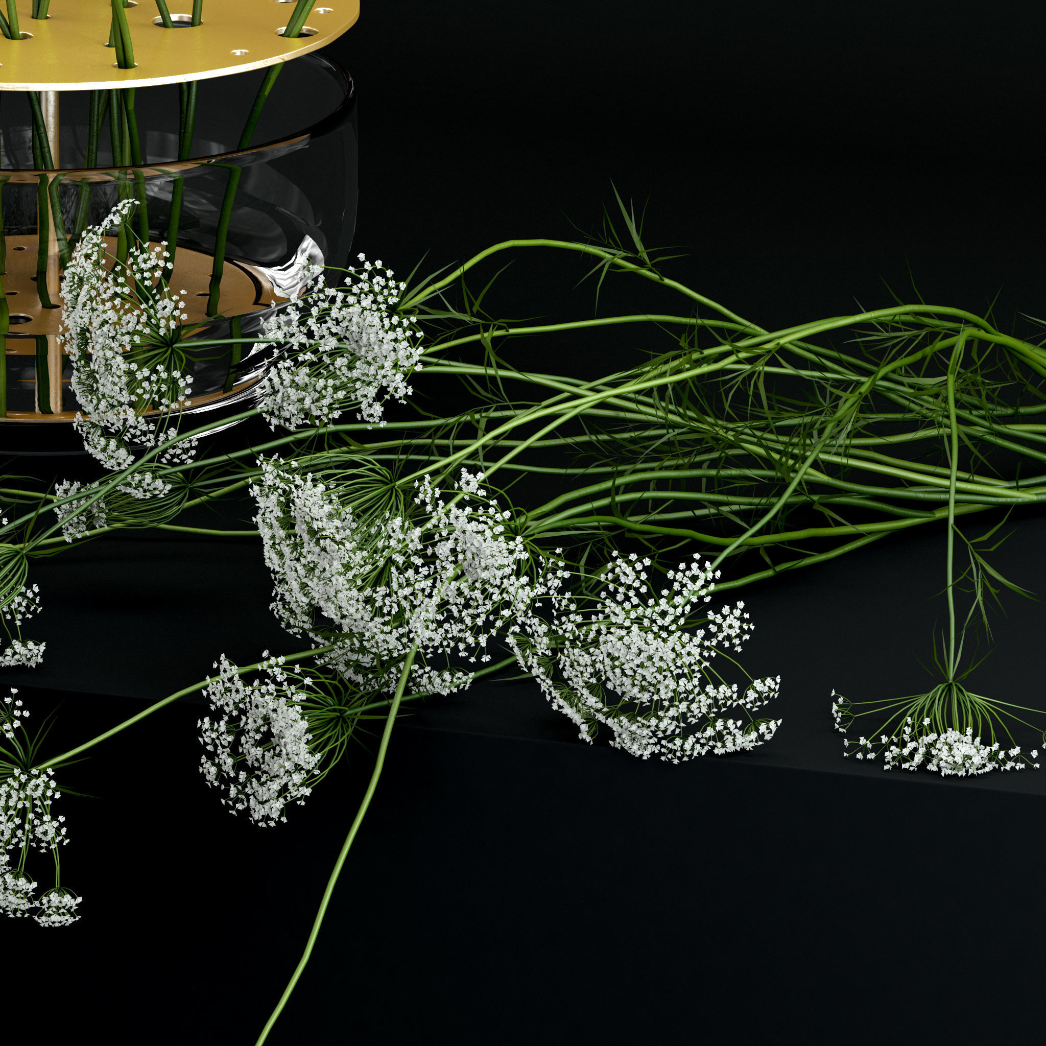 Anne lace in Ikebana vase 3D model_4
