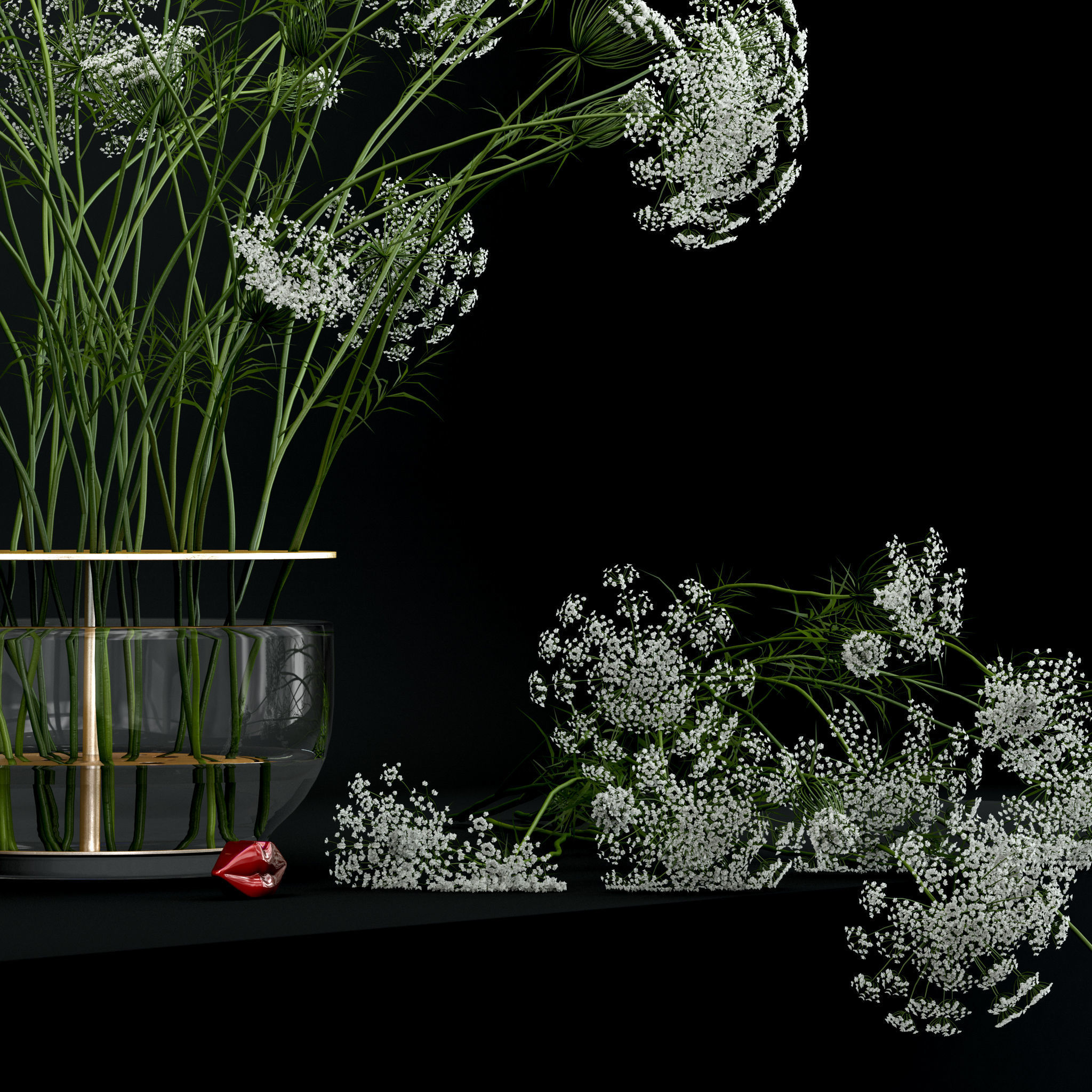 Anne lace in Ikebana vase 3D model_2