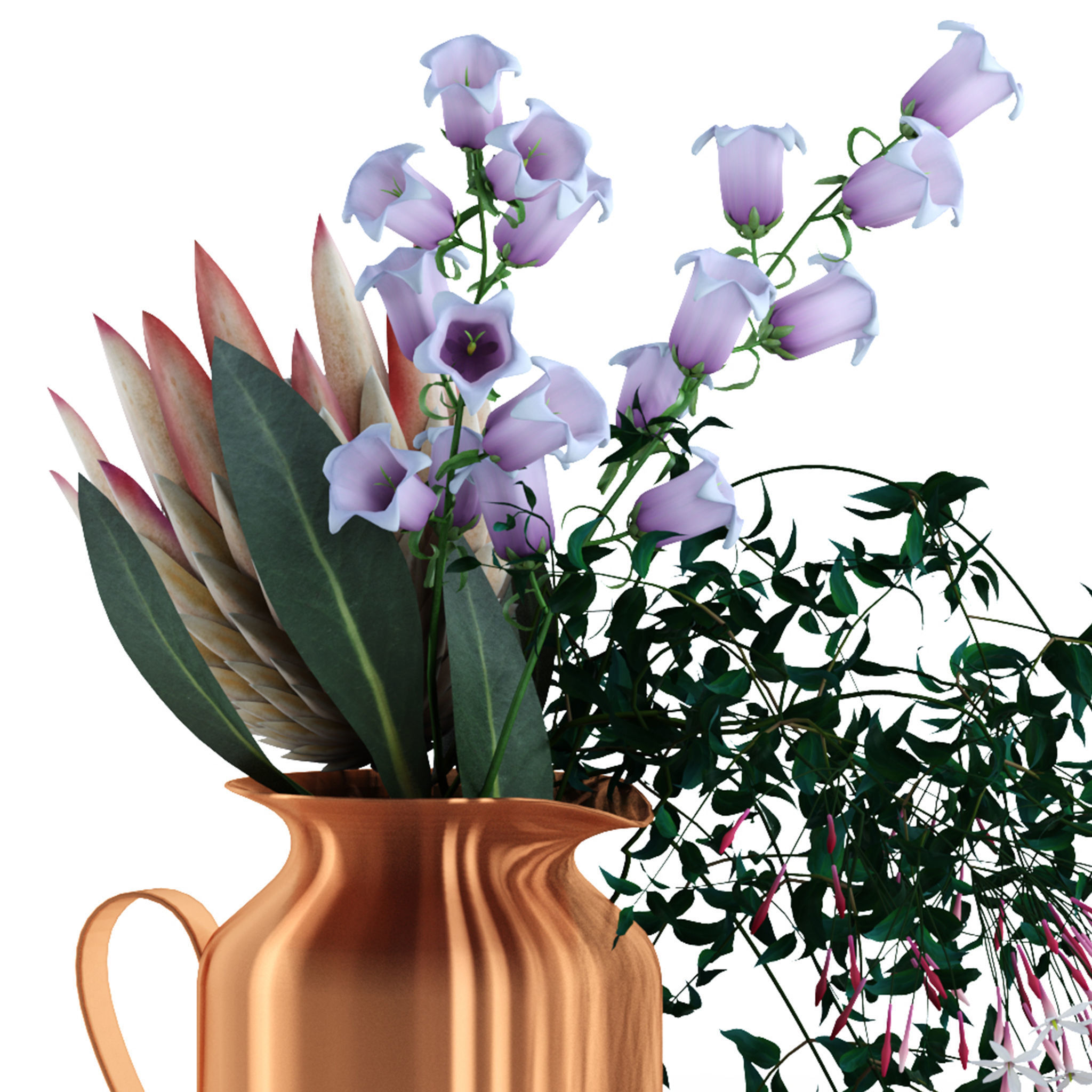 Flowers in copper pitcher 3D model_9