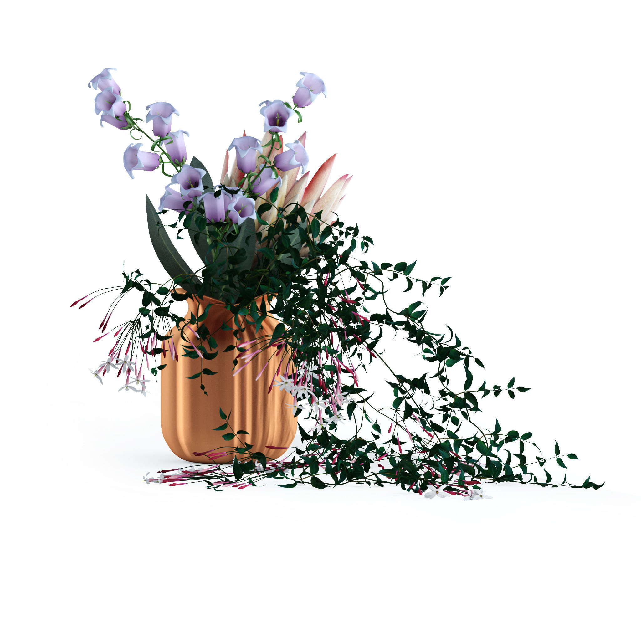 Flowers in copper pitcher 3D model_3