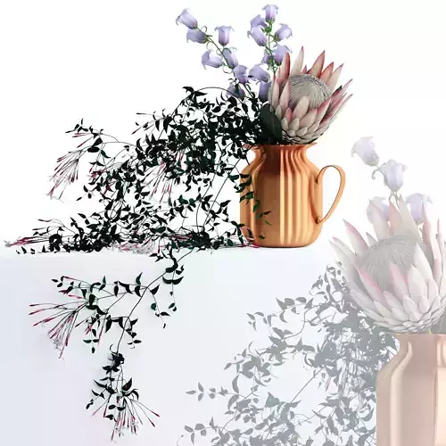 Flowers in copper pitcher 3D model Flowers in copper pitcher 3D model