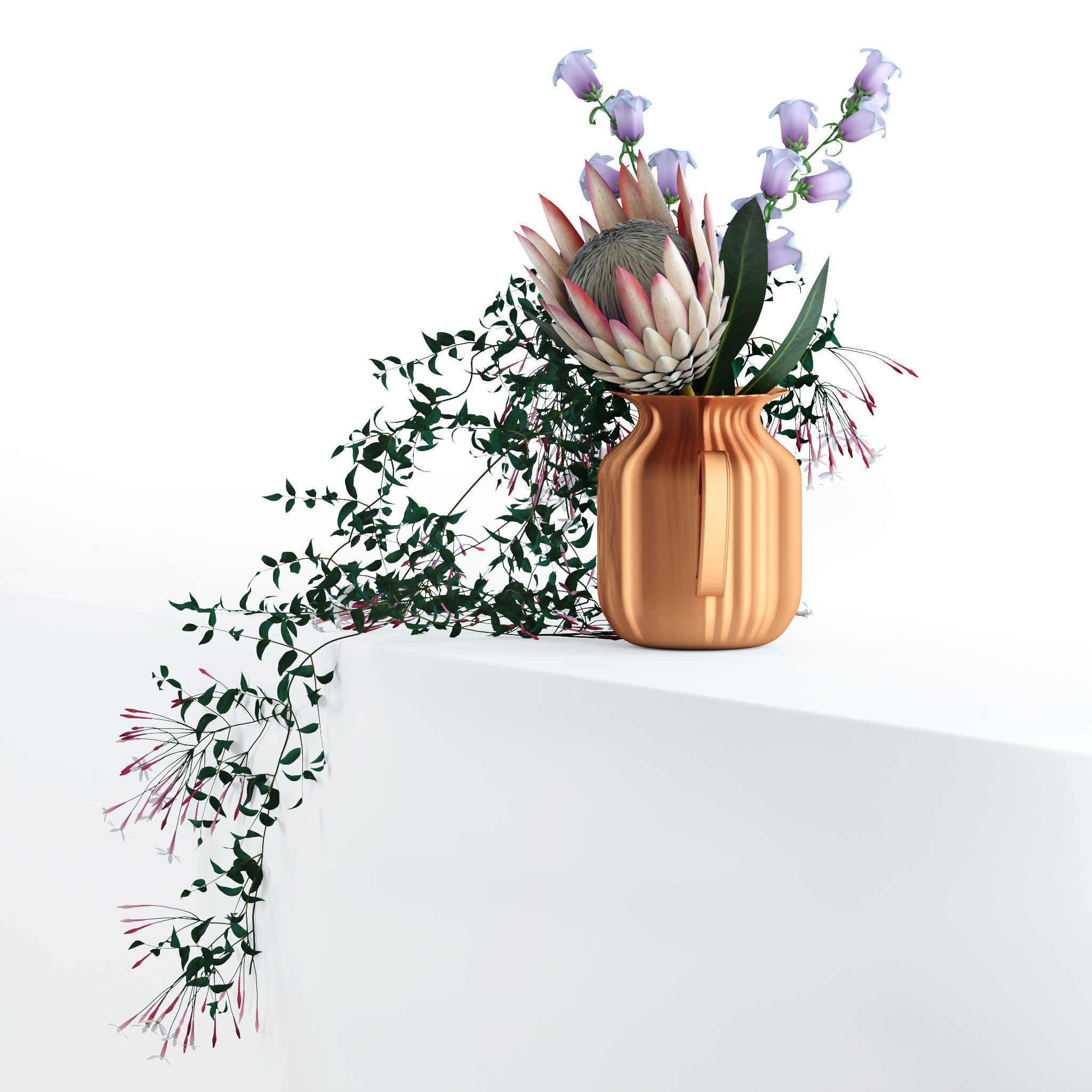 Flowers in copper pitcher 3D model_6