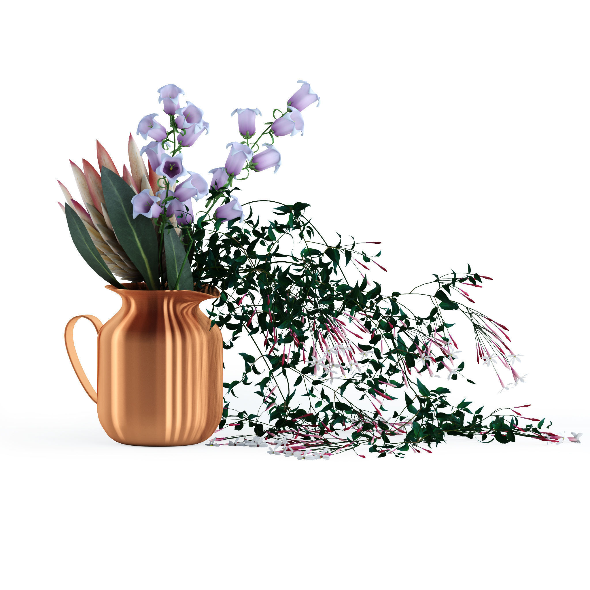 Flowers in copper pitcher 3D model_4