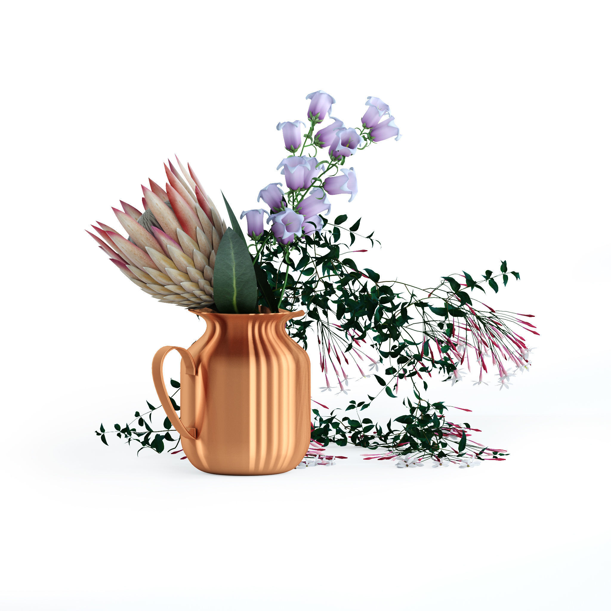Flowers in copper pitcher 3D model_5