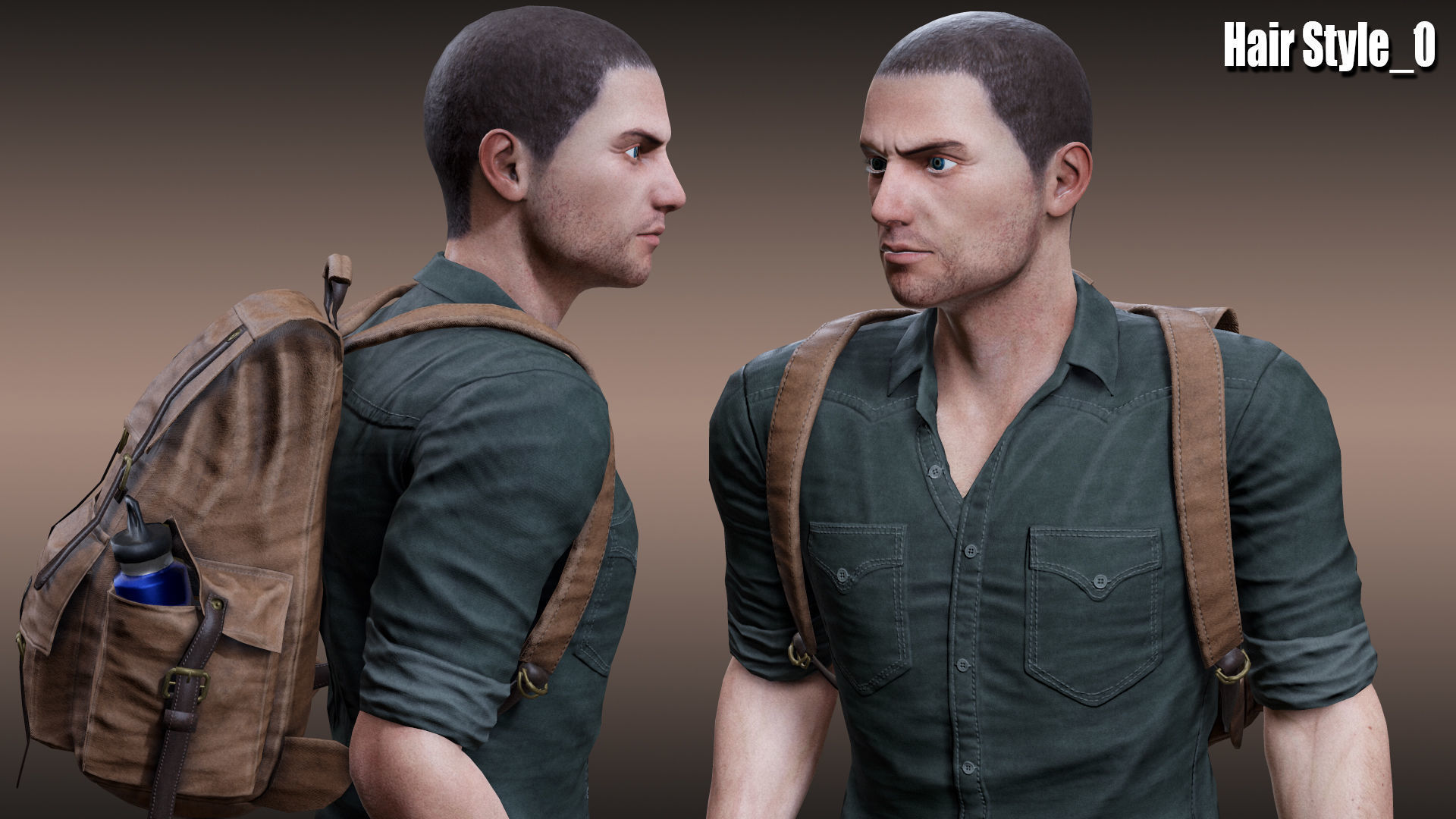Male Survivor Low-poly 3D model_5