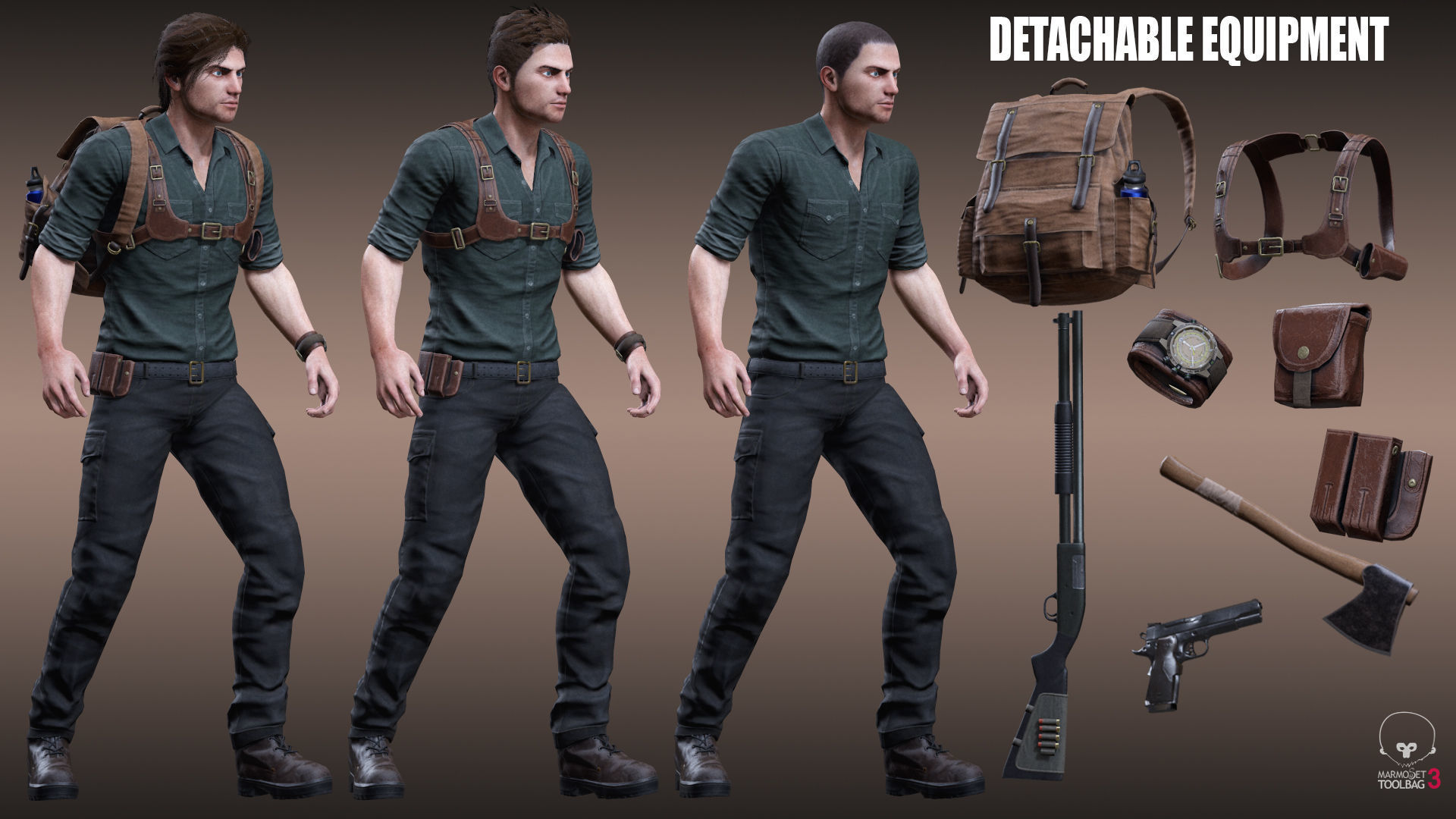 Male Survivor Low-poly 3D model_8