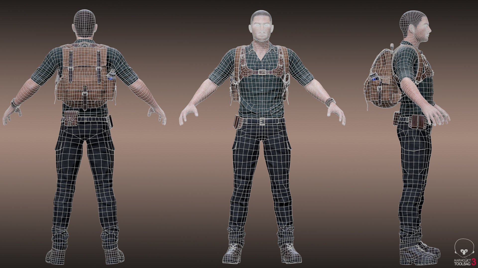 Male Survivor Low-poly 3D model_4