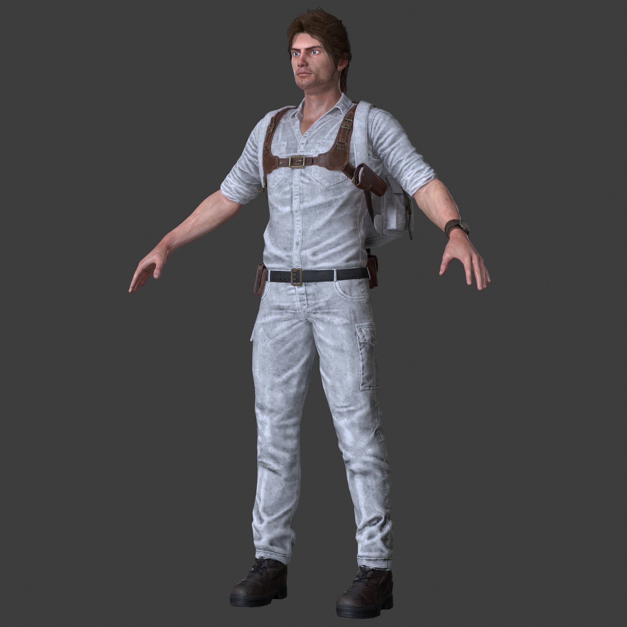 Male Survivor Low-poly 3D model_19
