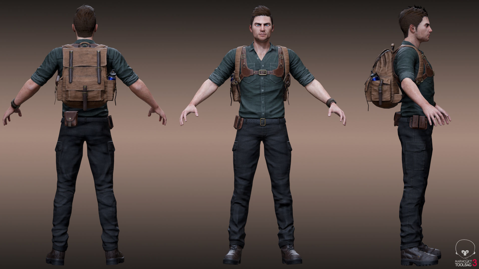 Male Survivor Low-poly 3D model_3