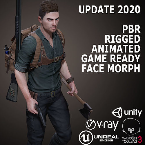 Male Survivor Low-poly 3D model