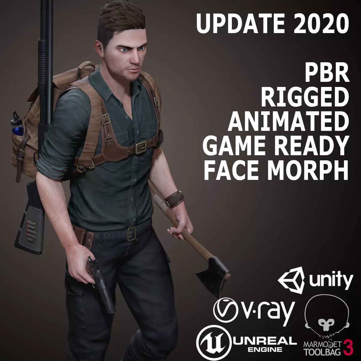 Male Survivor Low-poly 3D model_0