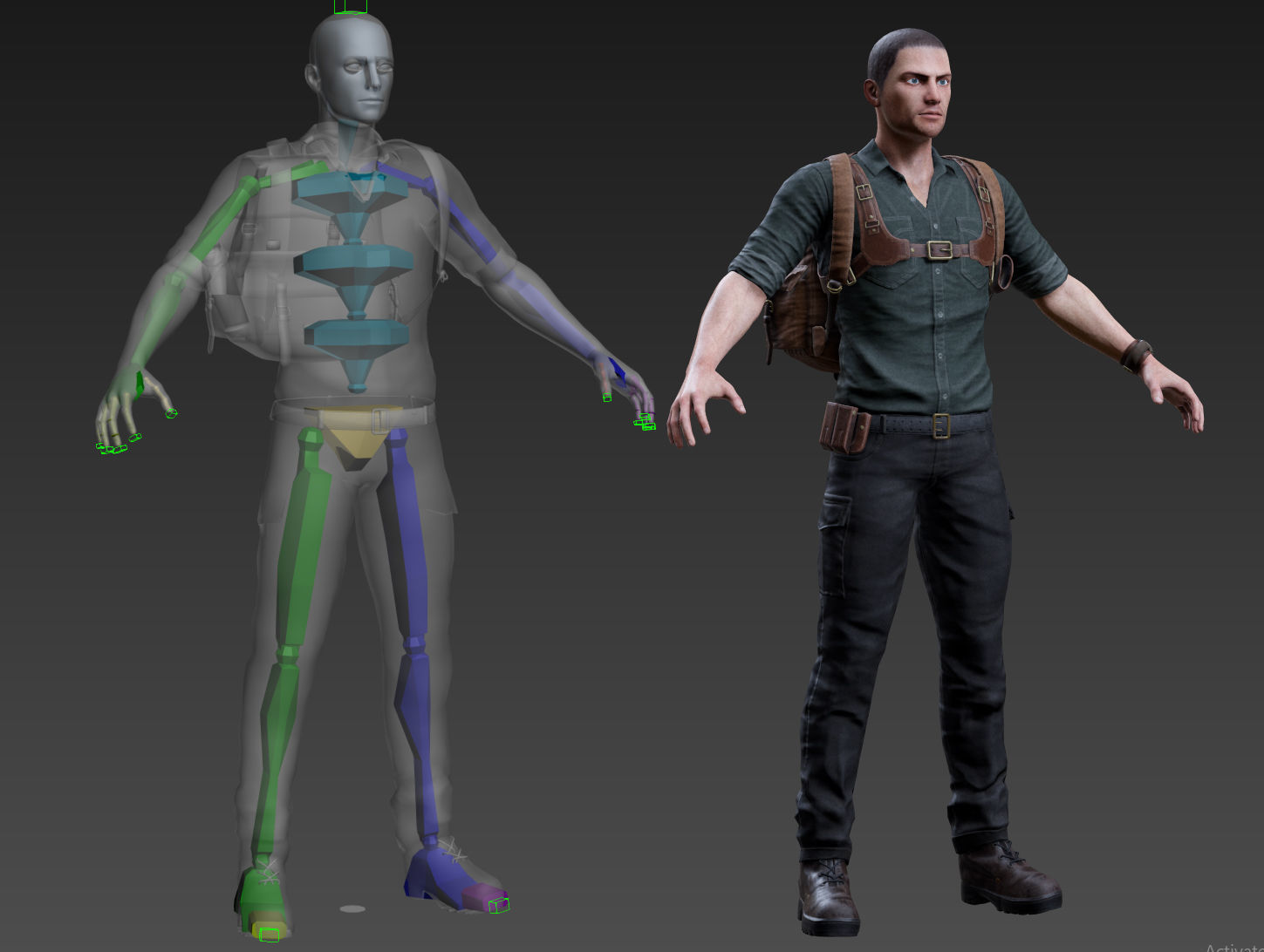 Male Survivor Low-poly 3D model_9