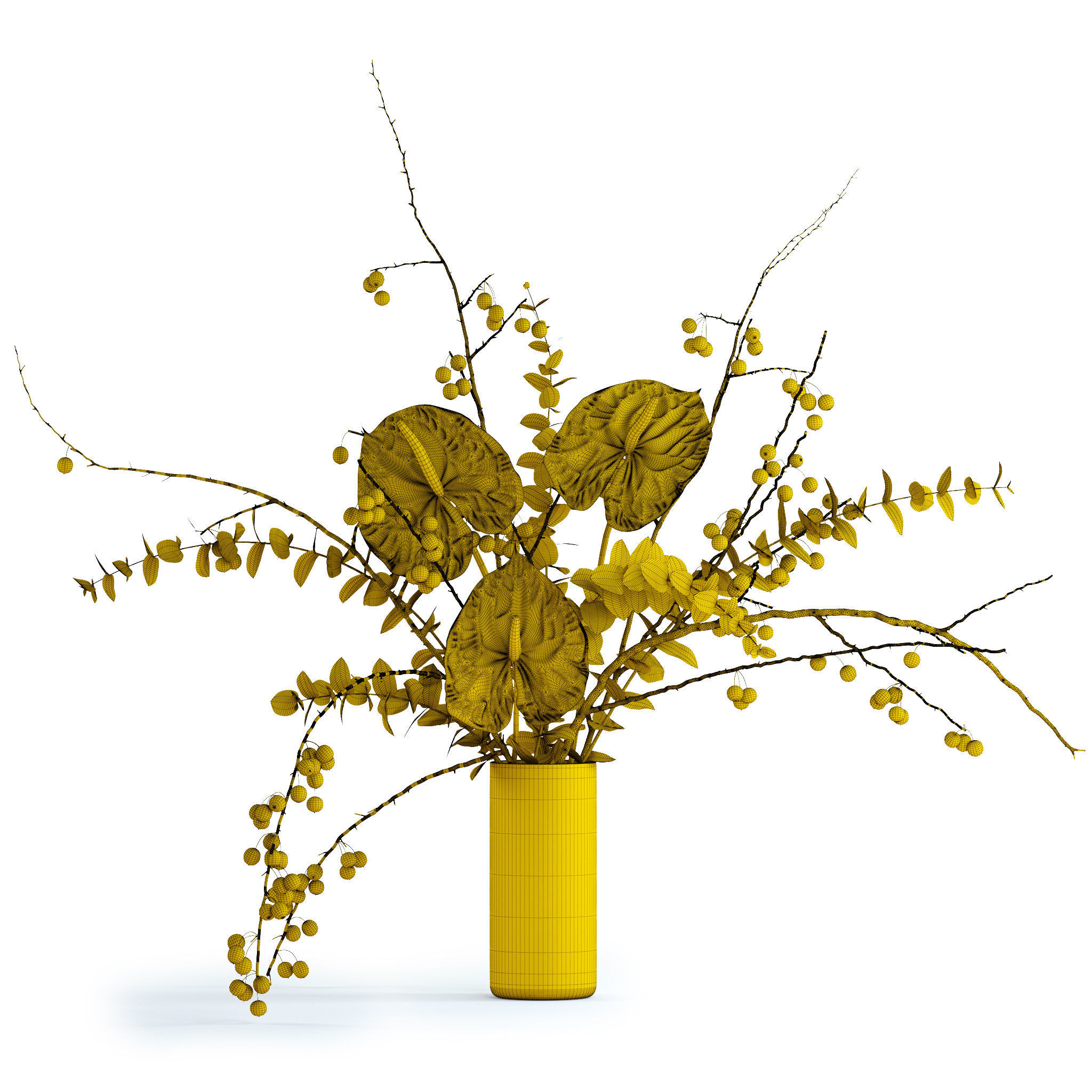 Green anthurium and Crabapple and Eucalyptus 3D model_10