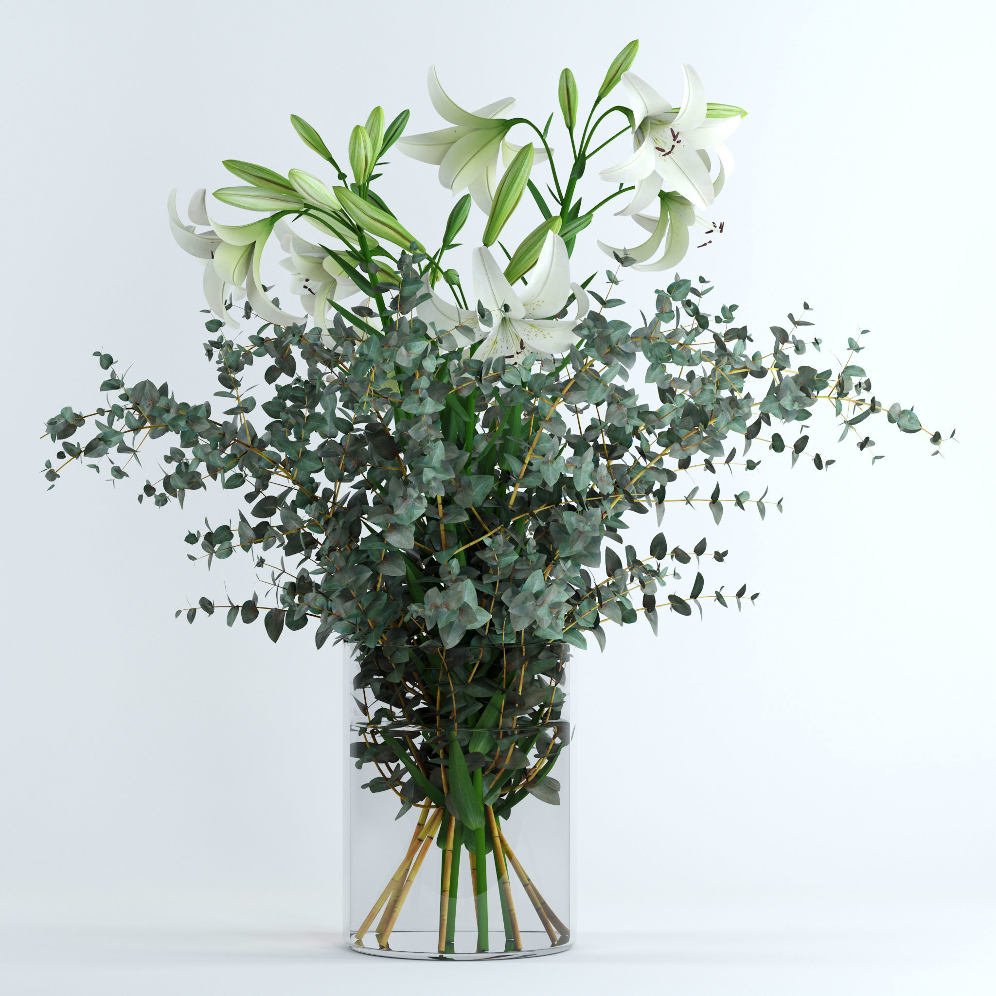 Lilies and Eucalyptus 3D model_5