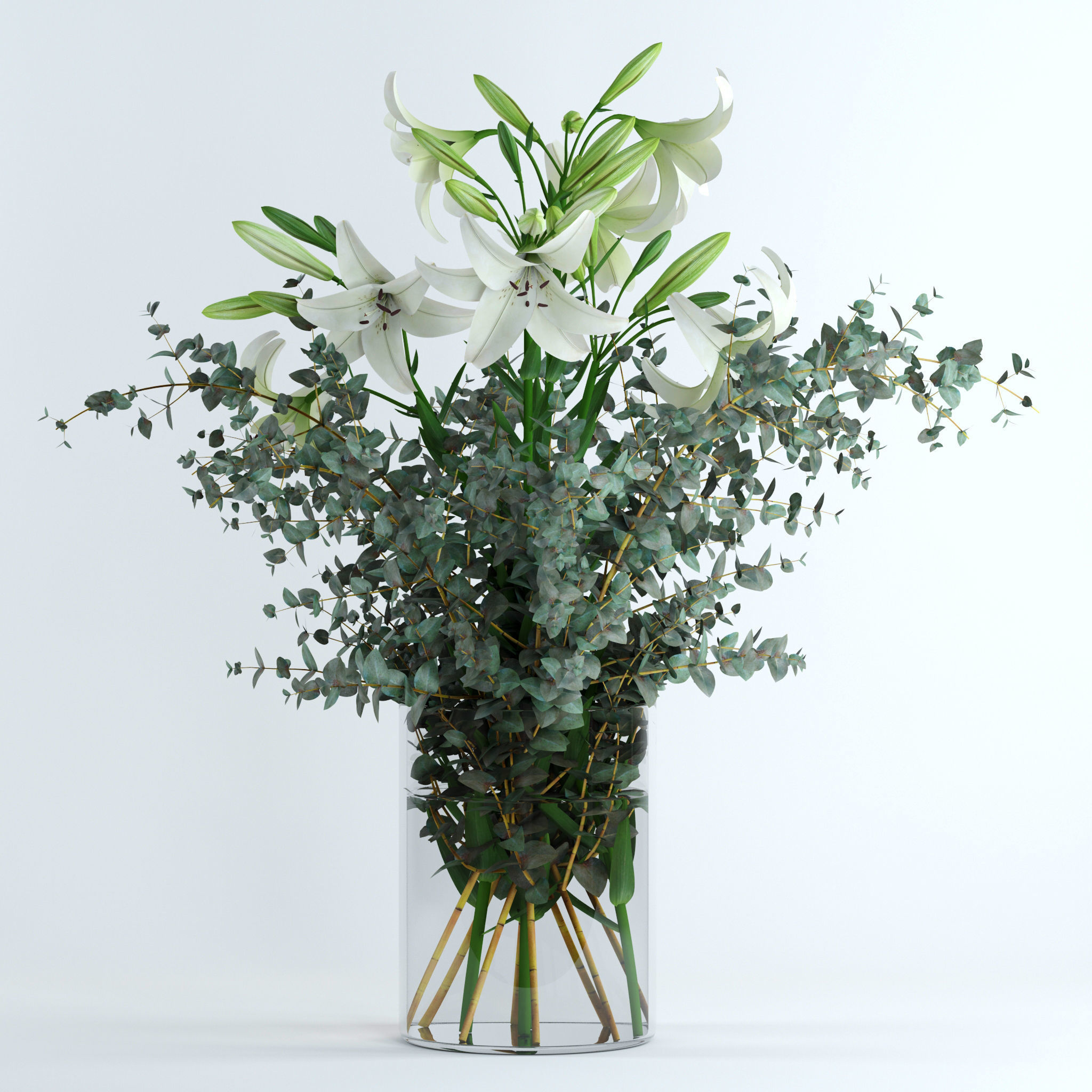 Lilies and Eucalyptus 3D model_6