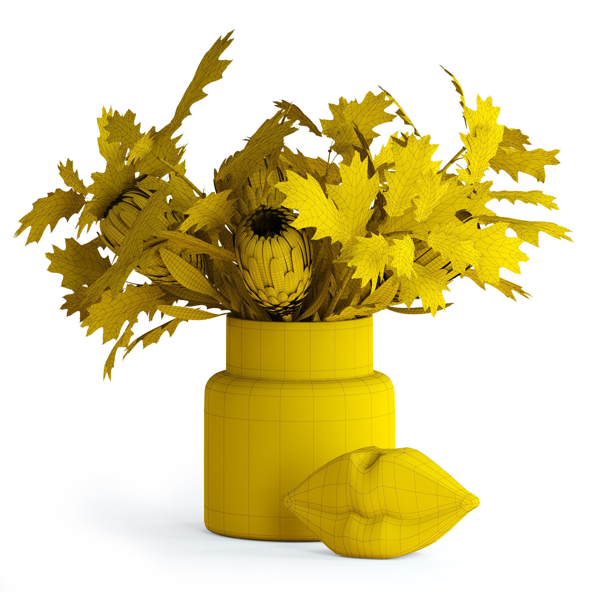 Protea and Oak leaves 3D model_11