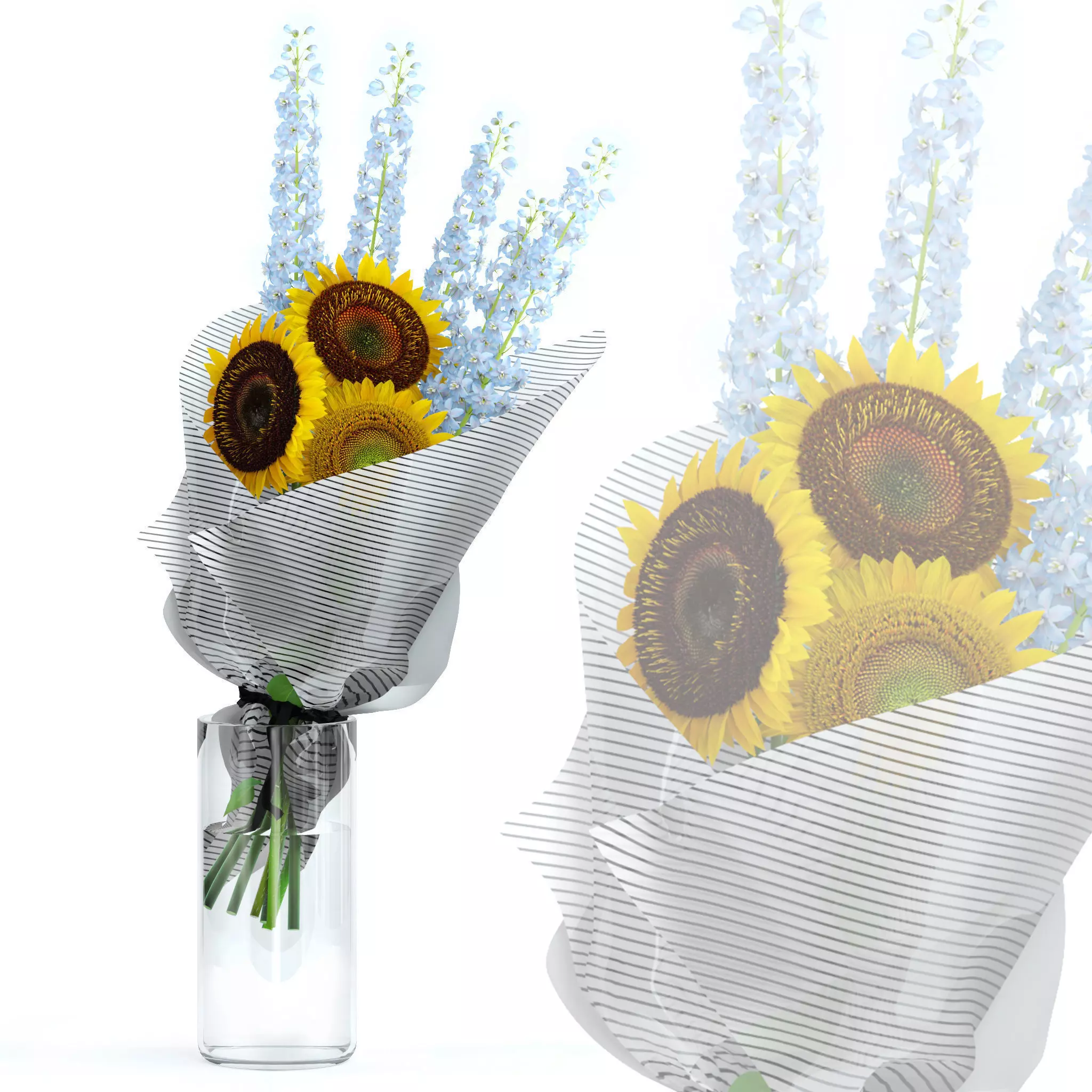 Sunflowers and Delphinium 3D model_0