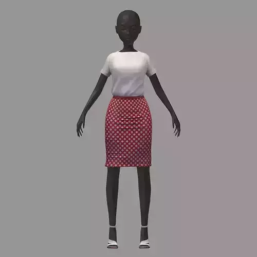 stylish avatar base office girl white blouse shirt dots shoes