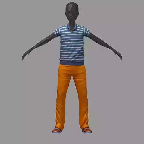 avatar casual set blue line polo orange pants sneakers