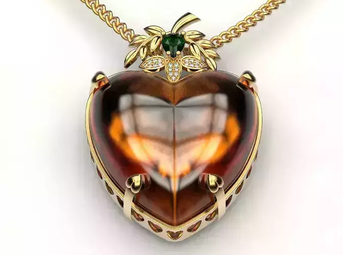 Amber heart pendant