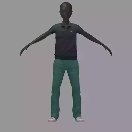 subdivision 3d model casual set grey polo green pants sneakers