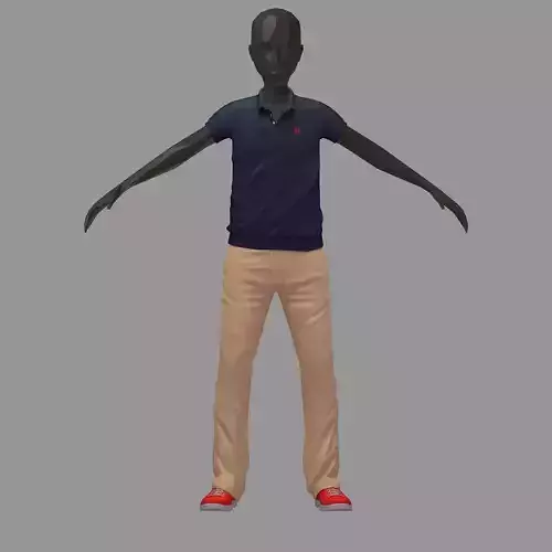 subdivision 3d model casual grey polo khaki pants red sneakers