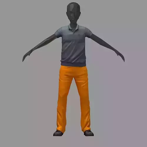subdivision 3d model grey polo orange pants sneakers