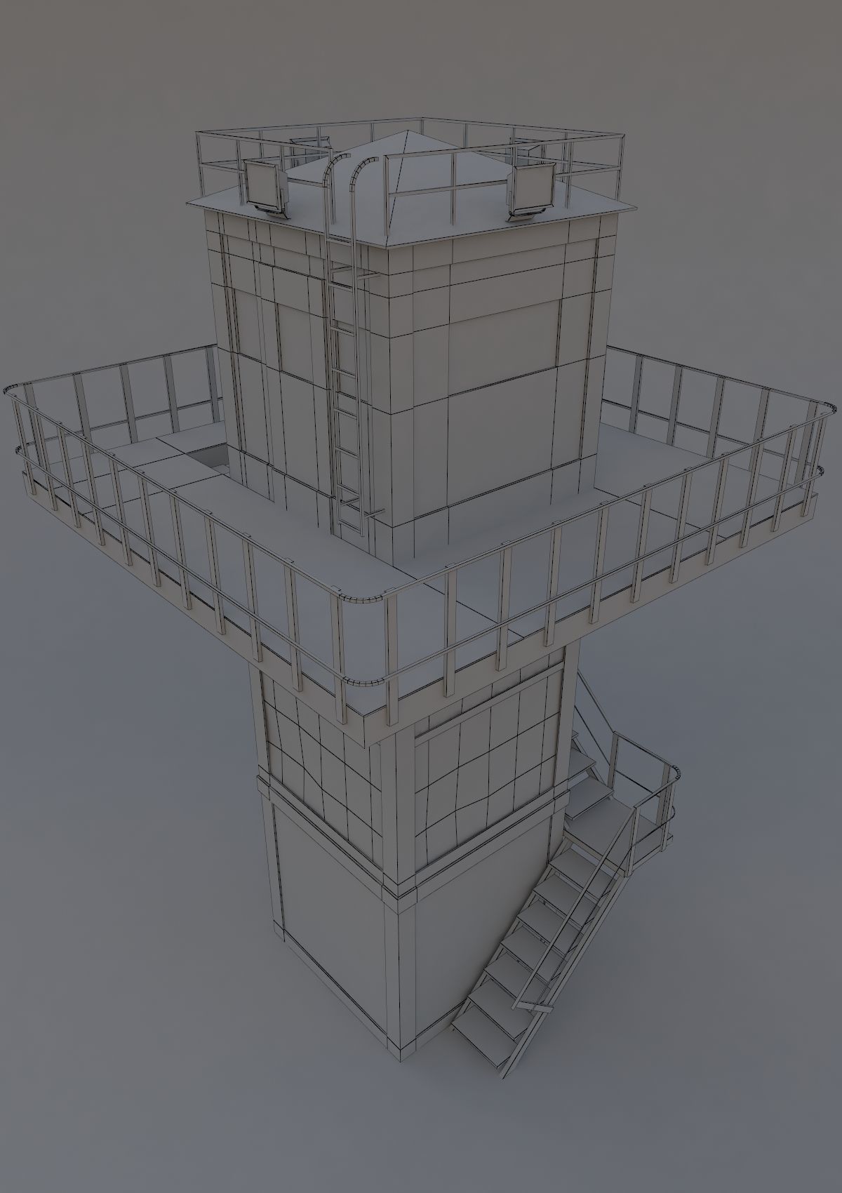 The armored observation tower Low-poly 3D model_5