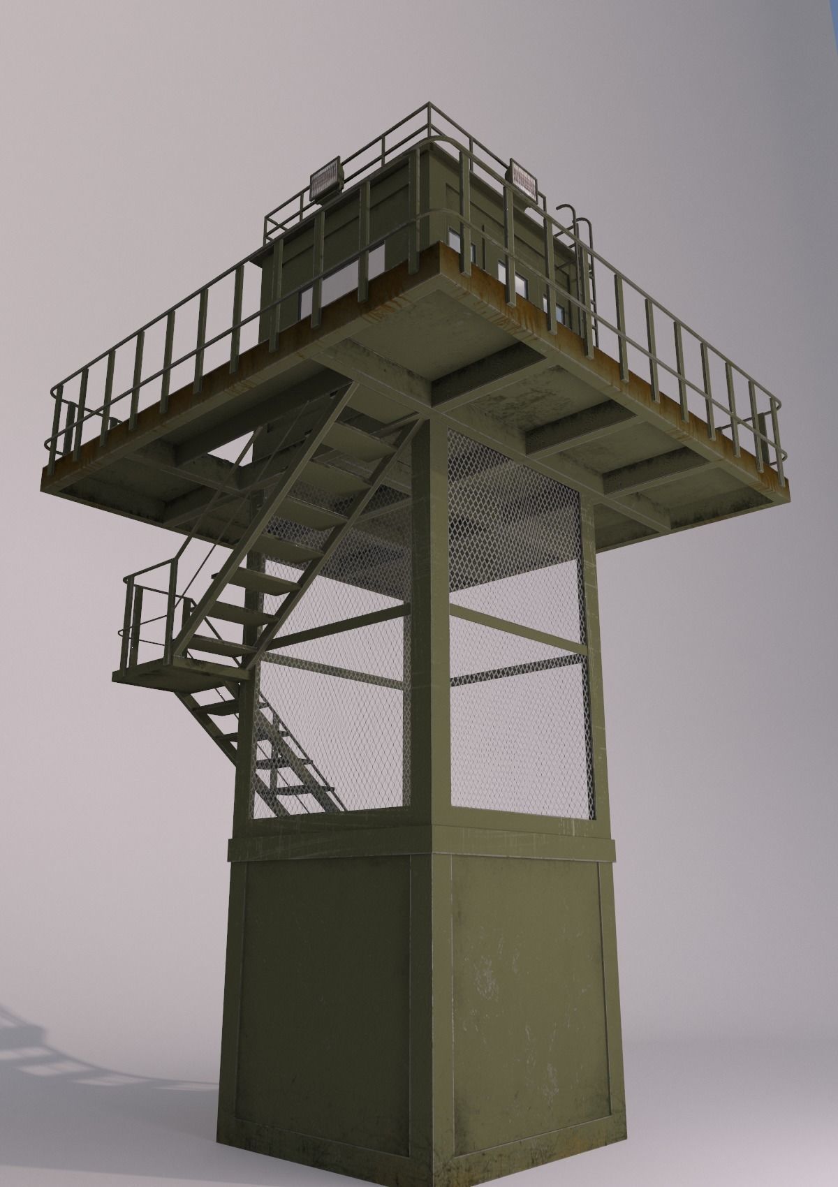 The armored observation tower Low-poly 3D model_2