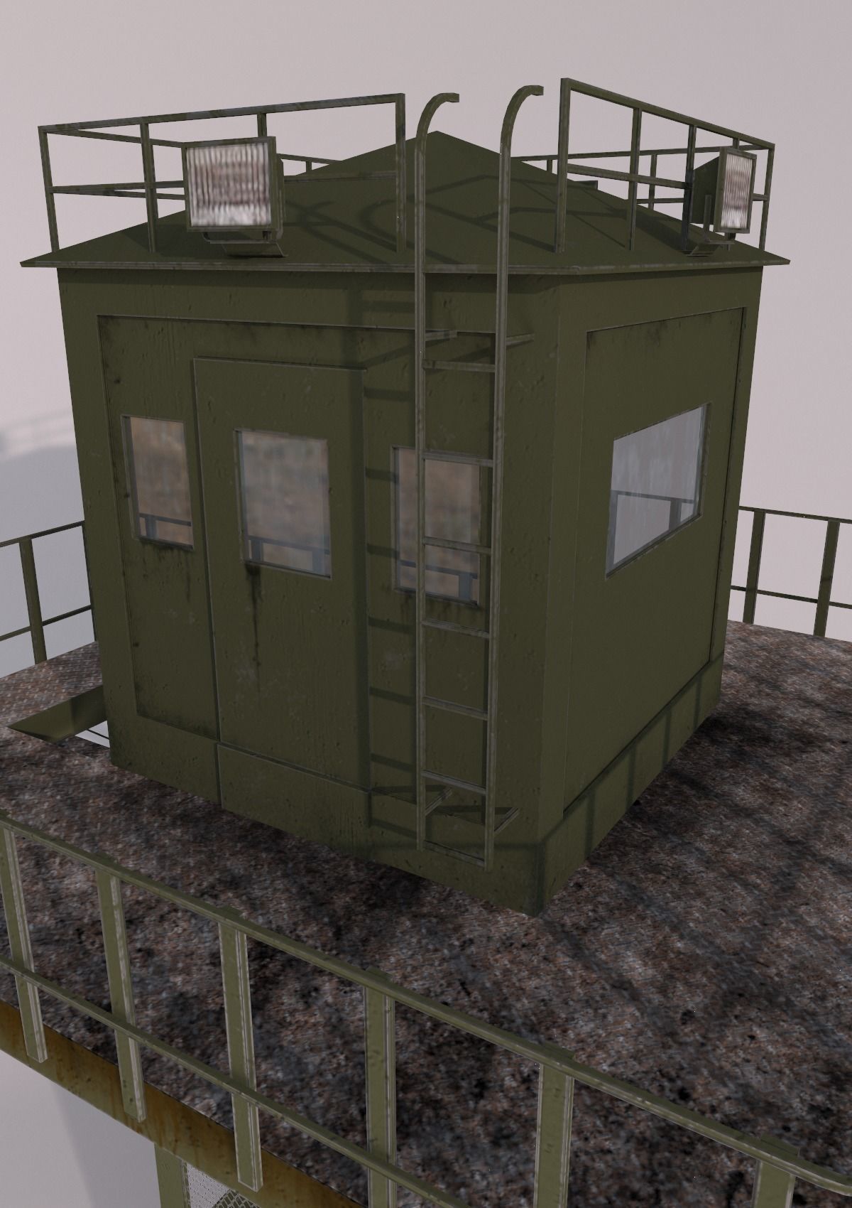 The armored observation tower Low-poly 3D model_4