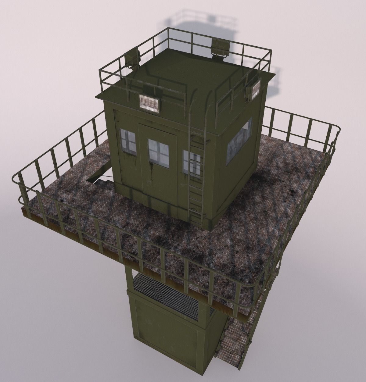 The armored observation tower Low-poly 3D model_3